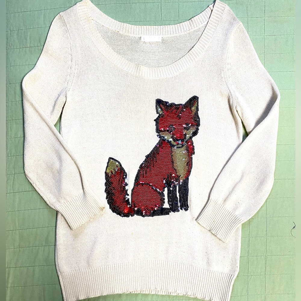 Urban Outfitters Fox Sequins Pullover Sweater